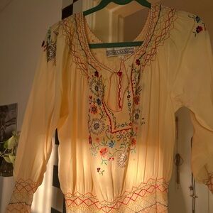 Vintage Norma Kamali Silk Embroidered Dress Omo Hungarian Style 1990's